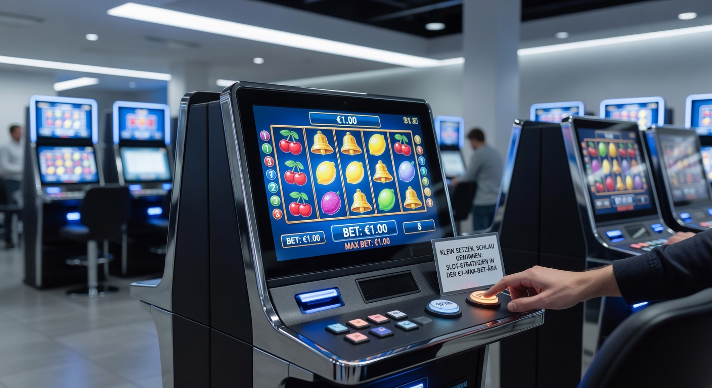 Grafik mit Slot-Symbolen, RTP-Diagrammen und €1-Münzen, die Volatilitätskurven illustrieren, vor einem Hintergrund deutscher Casino-Lizenzen