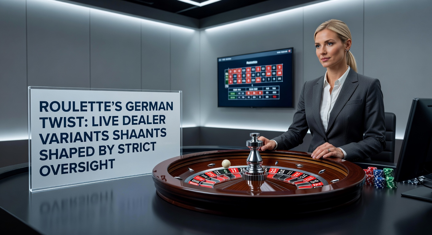 Live-Dealer-Roulette-Tisch mit deutscher Regulierungs-Signalen im Vordergrund, beleuchtet von Studio-Lichtern