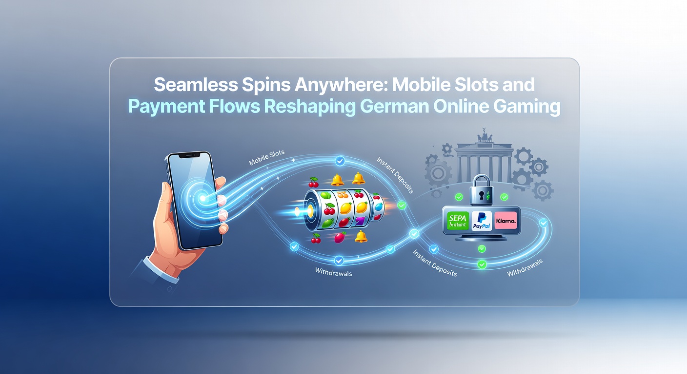 Grafik mit Zahlungsmethoden-Icons und Slot-Rollen auf Smartphone, illustriert Integration von Payments und Gaming