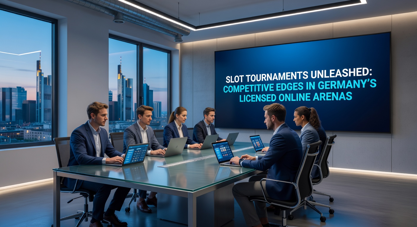 Nahaufnahme eines Spielers am Laptop, der ein Slot-Turnier-Leaderboard analysiert, mit Grafiken und Punkten im Hintergrund
